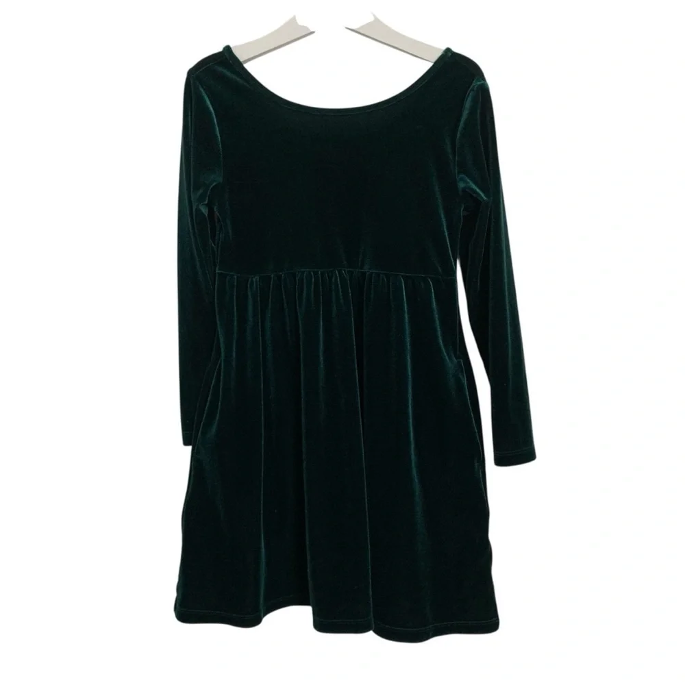 Old Navy Green Velour Long Sleeve Dress Holiday Girl’s S (6-7) Stretch